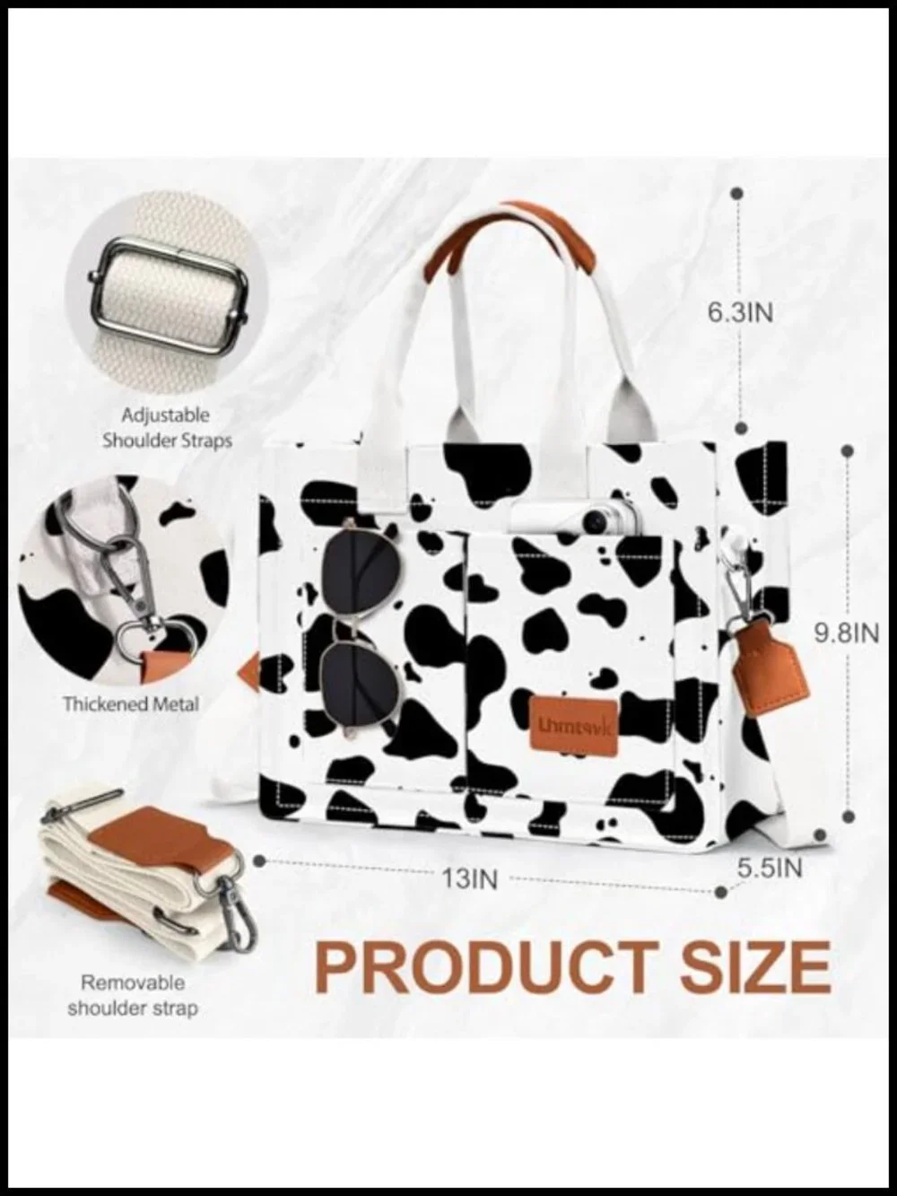Large Canvas Tote Bag with Multiple Pockets for Work Travel